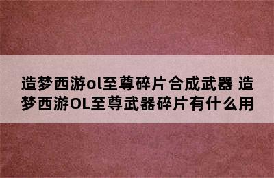 造梦西游ol至尊碎片合成武器 造梦西游OL至尊武器碎片有什么用